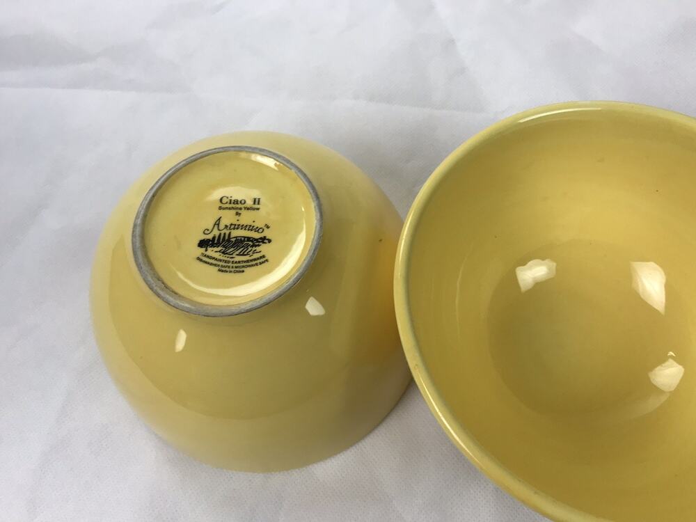Artimino Ciao II Coupe Cereal Bowl Earthenware Hand Painted 24z Sunshine Yellow